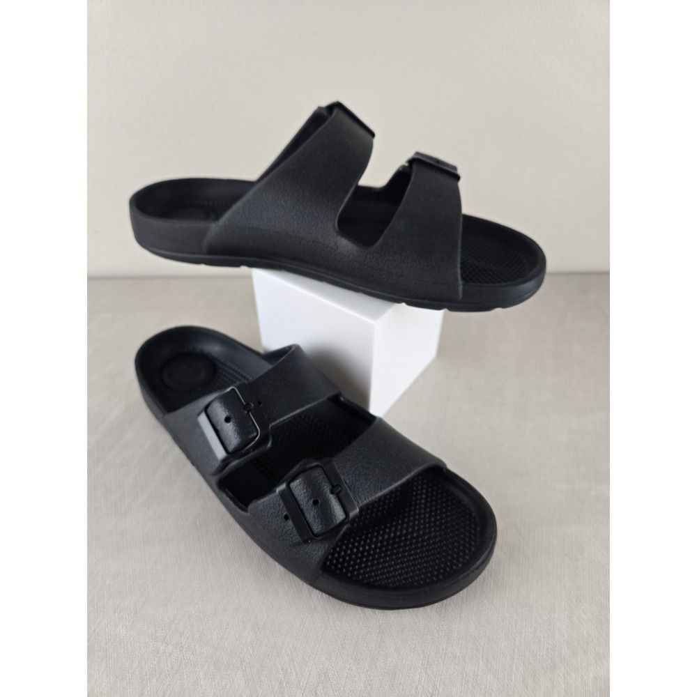 Totes Women's Black Slip On Double Strap Comfort Slides Sandals US‎ 10 UK 8
